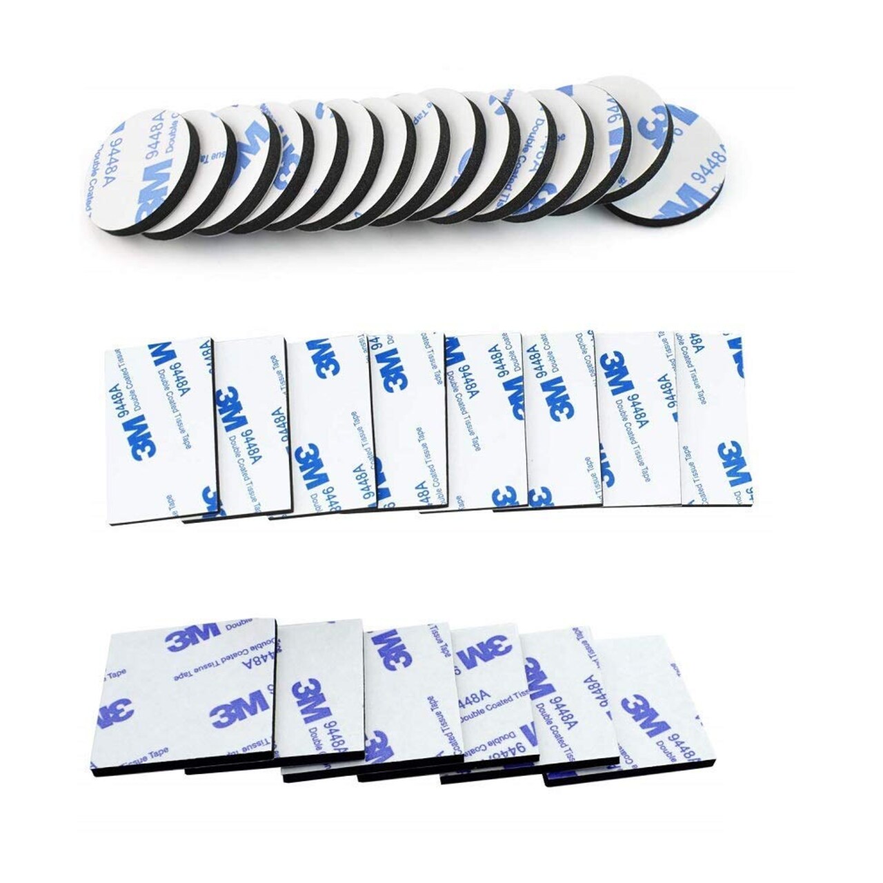 60 Pieces Double Sided Foam Tape Strong Pad Mounting,Black Self-Adhesive Tape Include Square Round and Rectangular